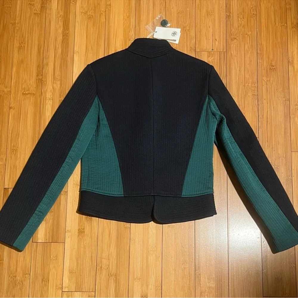 NWT Tory Burch Canter Riding Jacket Navy Blue & Green Size 2 - Picture 5 of 16